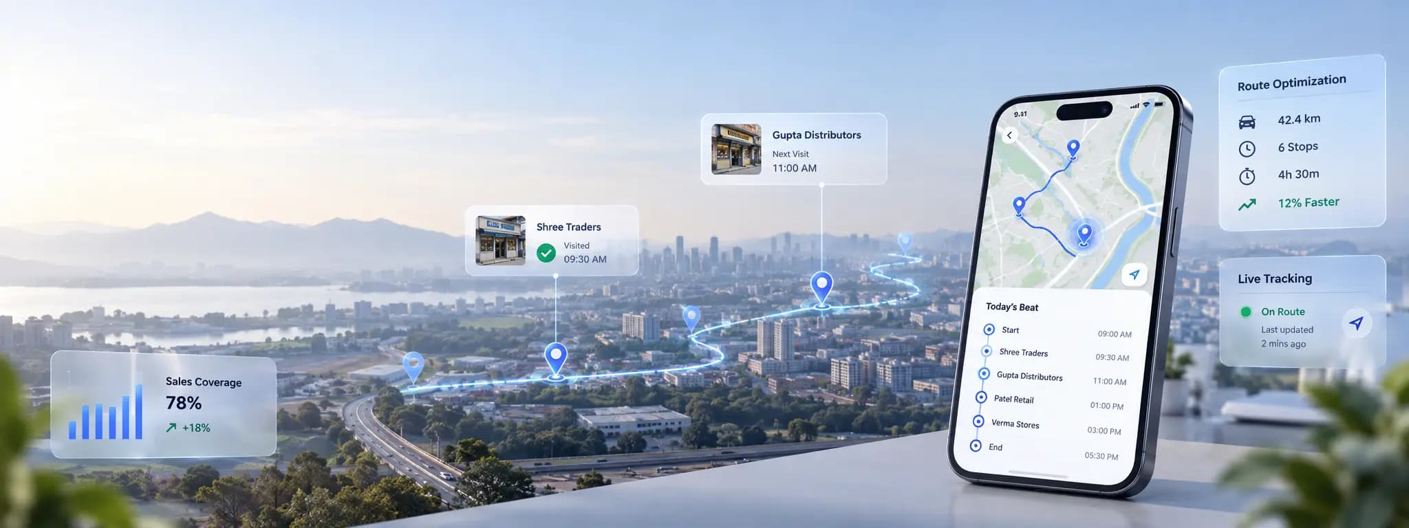 OneBI Beat Planning Software Route Schedule and Territory Map