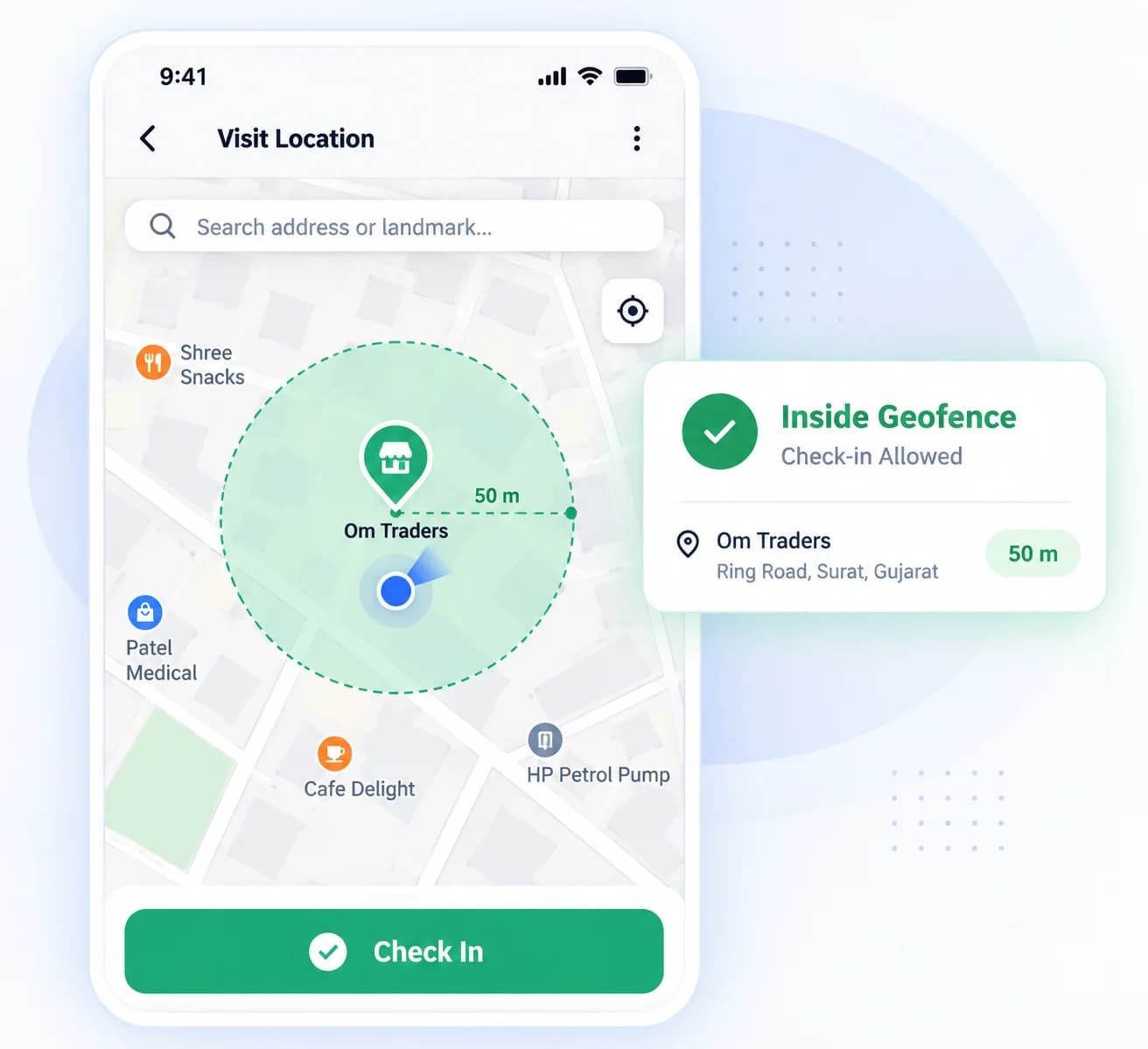 Geofence Radius Verification Screen