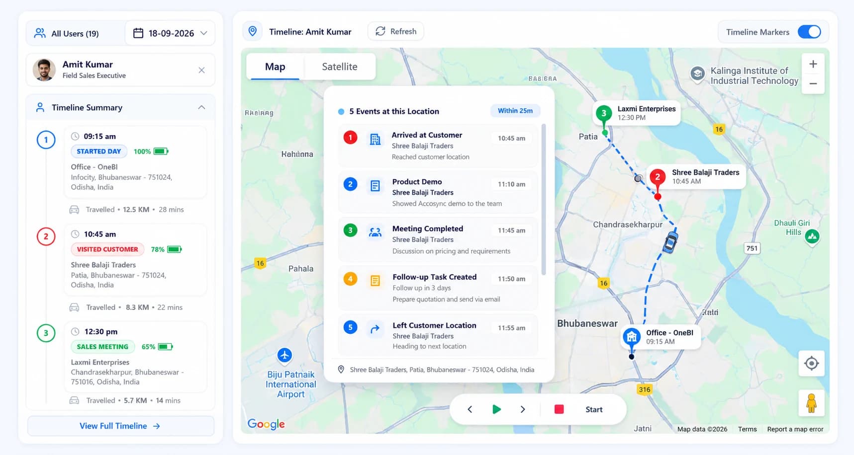 OneBI Tracker Map View Dashboard